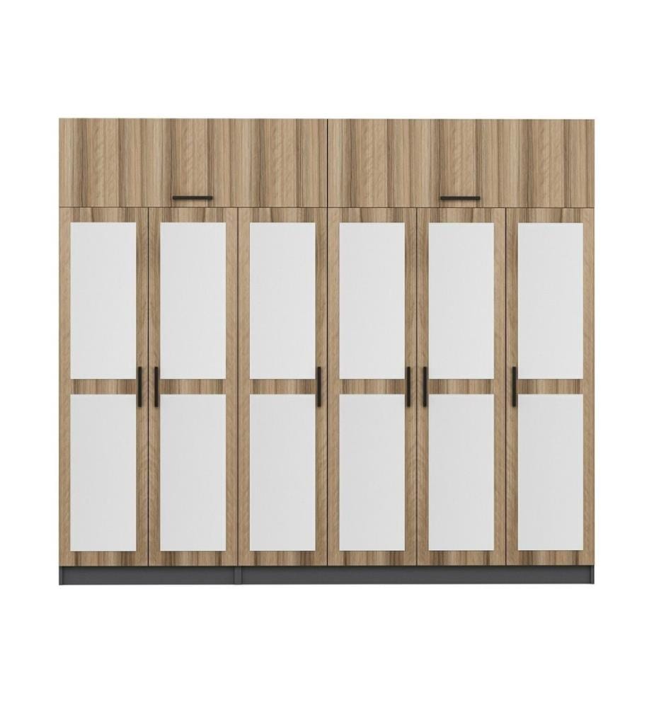 Kleiderschrank, Nussbaum, Anthrazit, 100 % melaminbeschichtete Spanplatte
