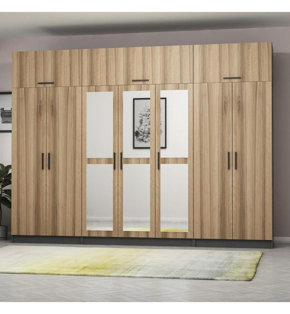 Armoire, noyer, anthracite, 100 % panneau de particules mélaminé