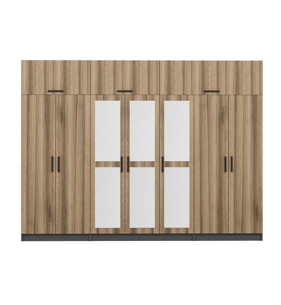 Kleiderschrank, Nussbaum, Anthrazit, 100 % melaminbeschichtete Spanplatte