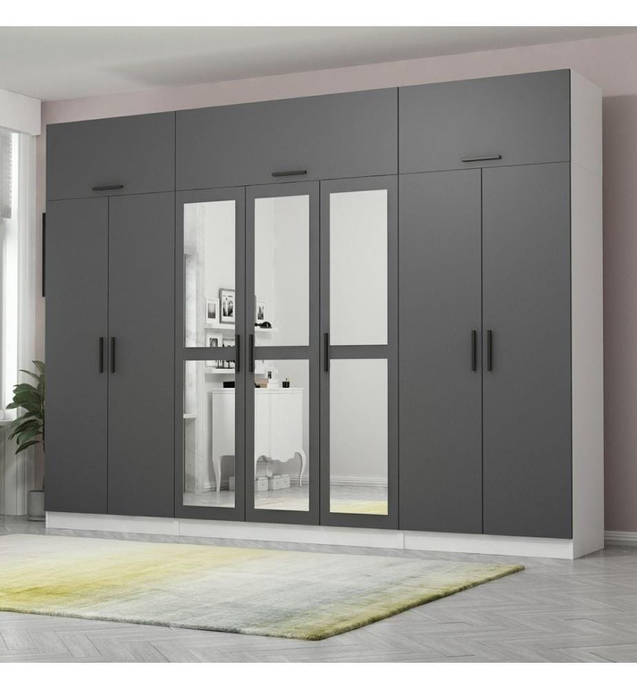 Armoire, anthracite, blanc, 100 % panneau de particules mélaminé