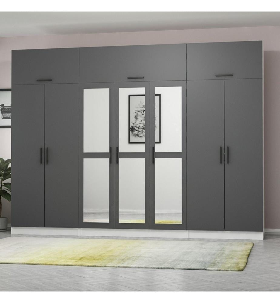 Armoire, anthracite, blanc, 100 % panneau de particules mélaminé