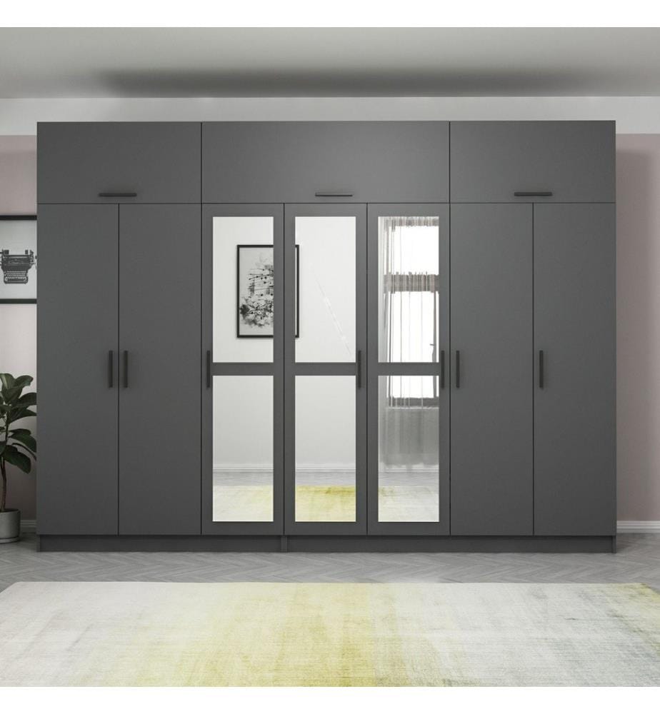 Kleiderschrank, Anthrazit, 100 % melaminbeschichtete Spanplatte