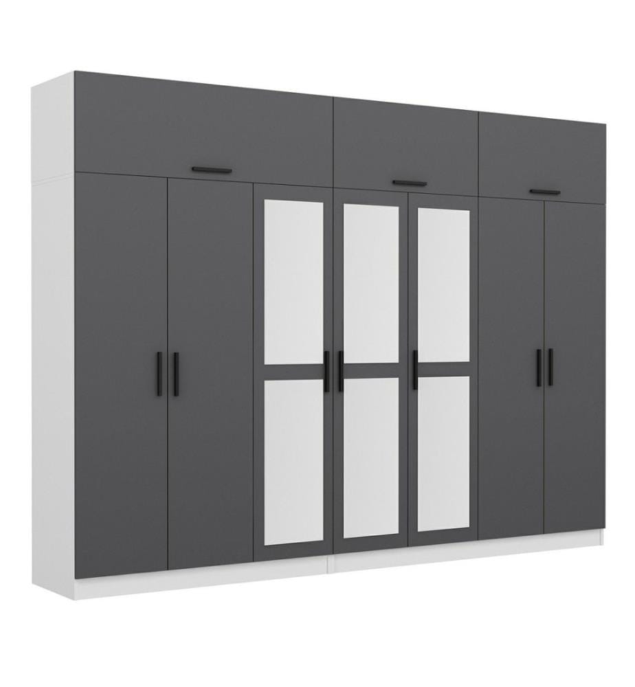 Armadio, antracite, bianco, 100% pannello di particelle rivestito in melamina