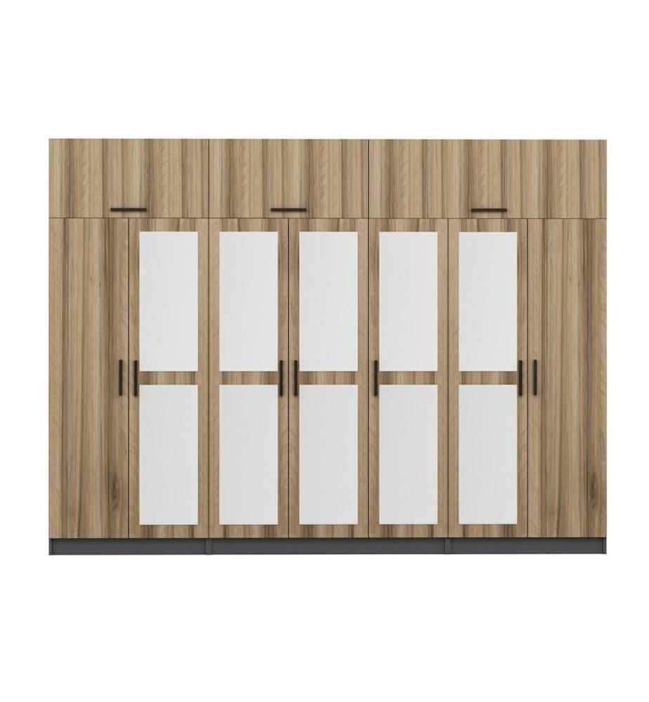 Kleiderschrank, Nussbaum, Anthrazit, 100 % melaminbeschichtete Spanplatte