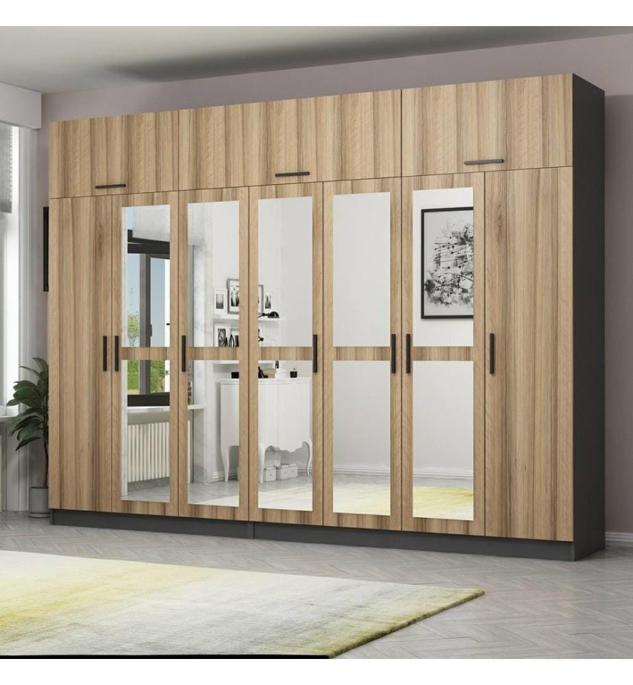 Armoire, noyer, anthracite, 100 % panneau de particules mélaminé