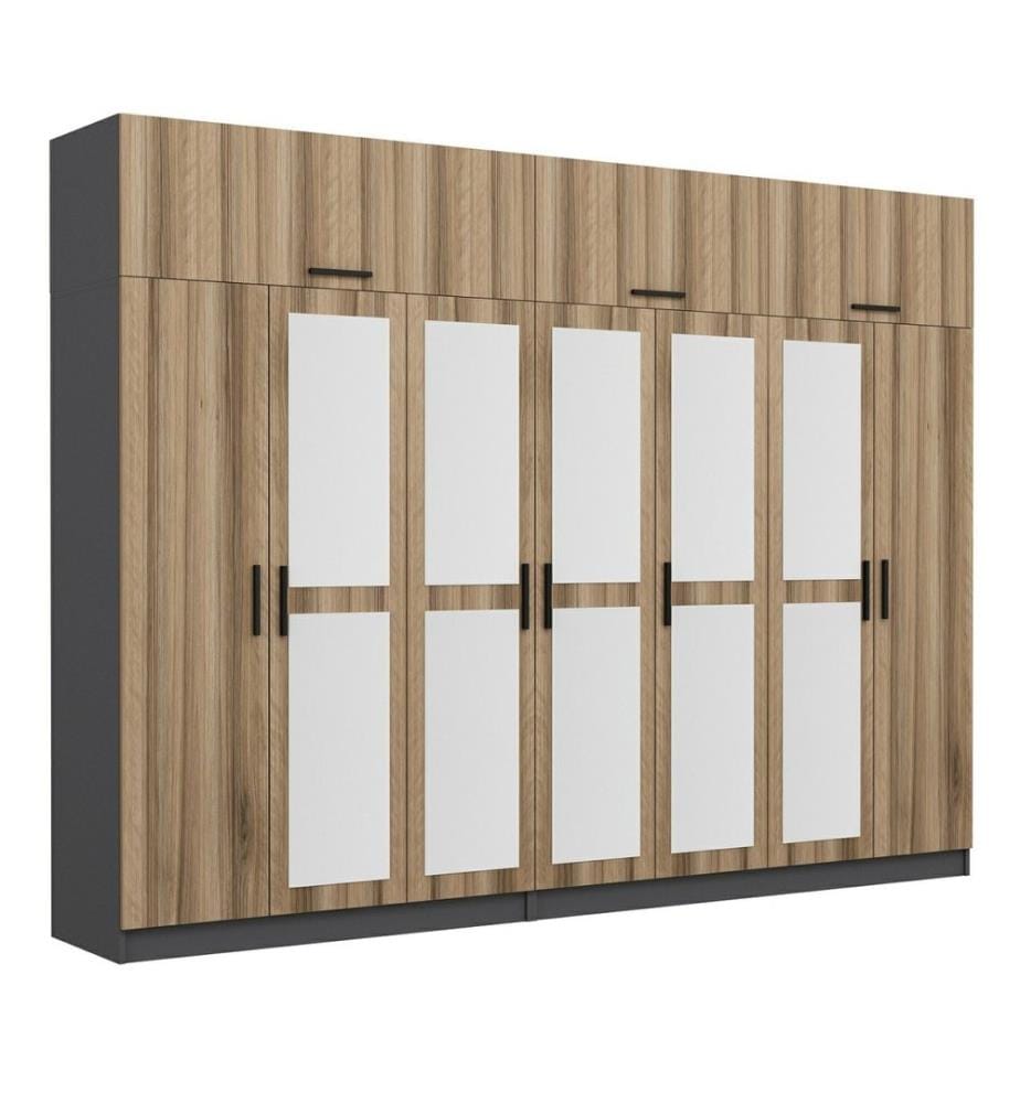 Armoire, noyer, anthracite, 100 % panneau de particules mélaminé