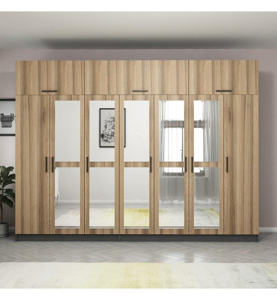 Armoire, noyer, anthracite, 100 % panneau de particules mélaminé