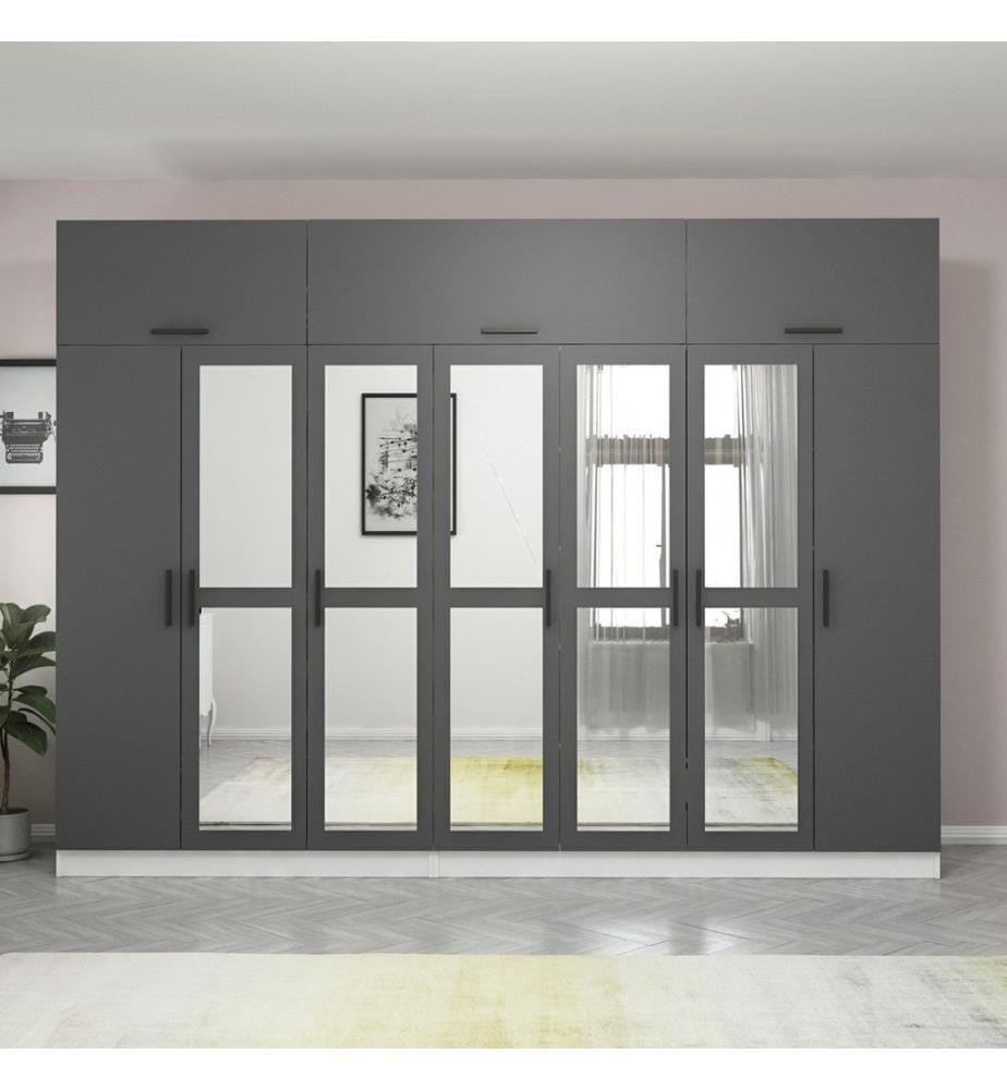Armoire, anthracite, blanc, 100 % panneau de particules mélaminé