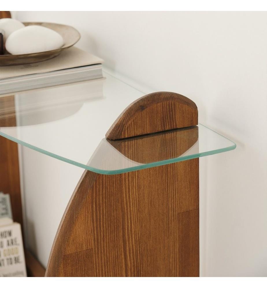 Kommode, Kastanie, transparent, 100 % Sicherheitsglas, Rahmen: 100 % Massivholz