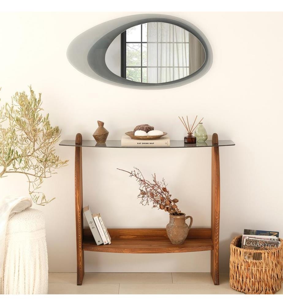 Kommode, Kastanie, Rauchglas, 100 % Sicherheitsglas, Rahmen: 100 % Massivholz
