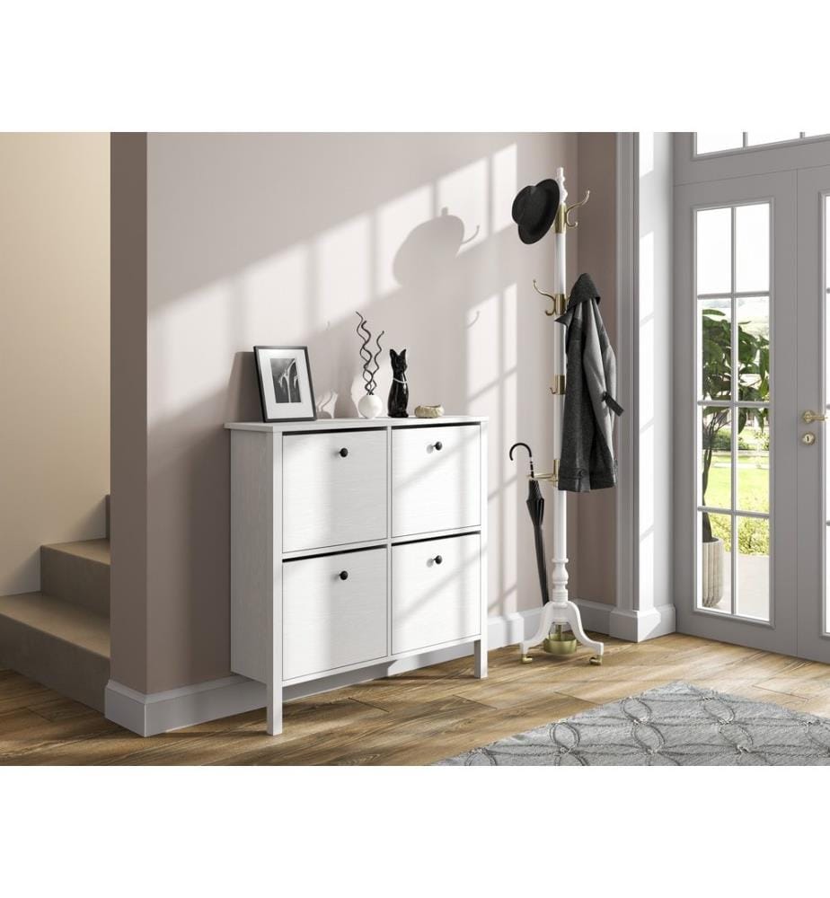 Schuhschrank, Holz, Weiss, 100 % melaminbeschichtete Spanplatte