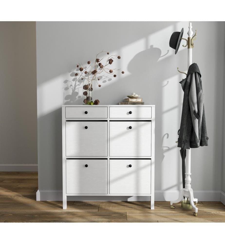 Armoire à chaussures, bois, blanc, 100 % panneau de particules mélaminé