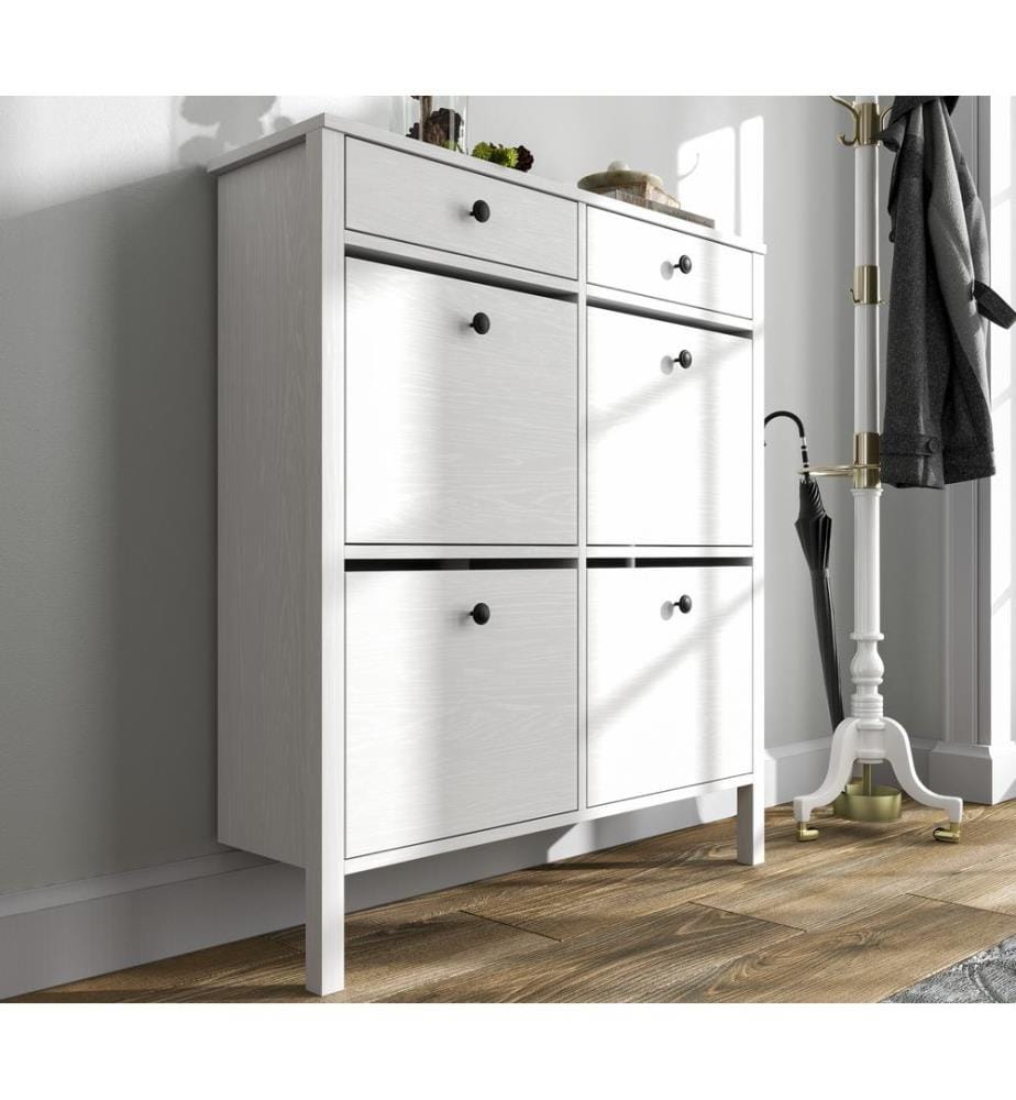 Armoire à chaussures, bois, blanc, 100 % panneau de particules mélaminé