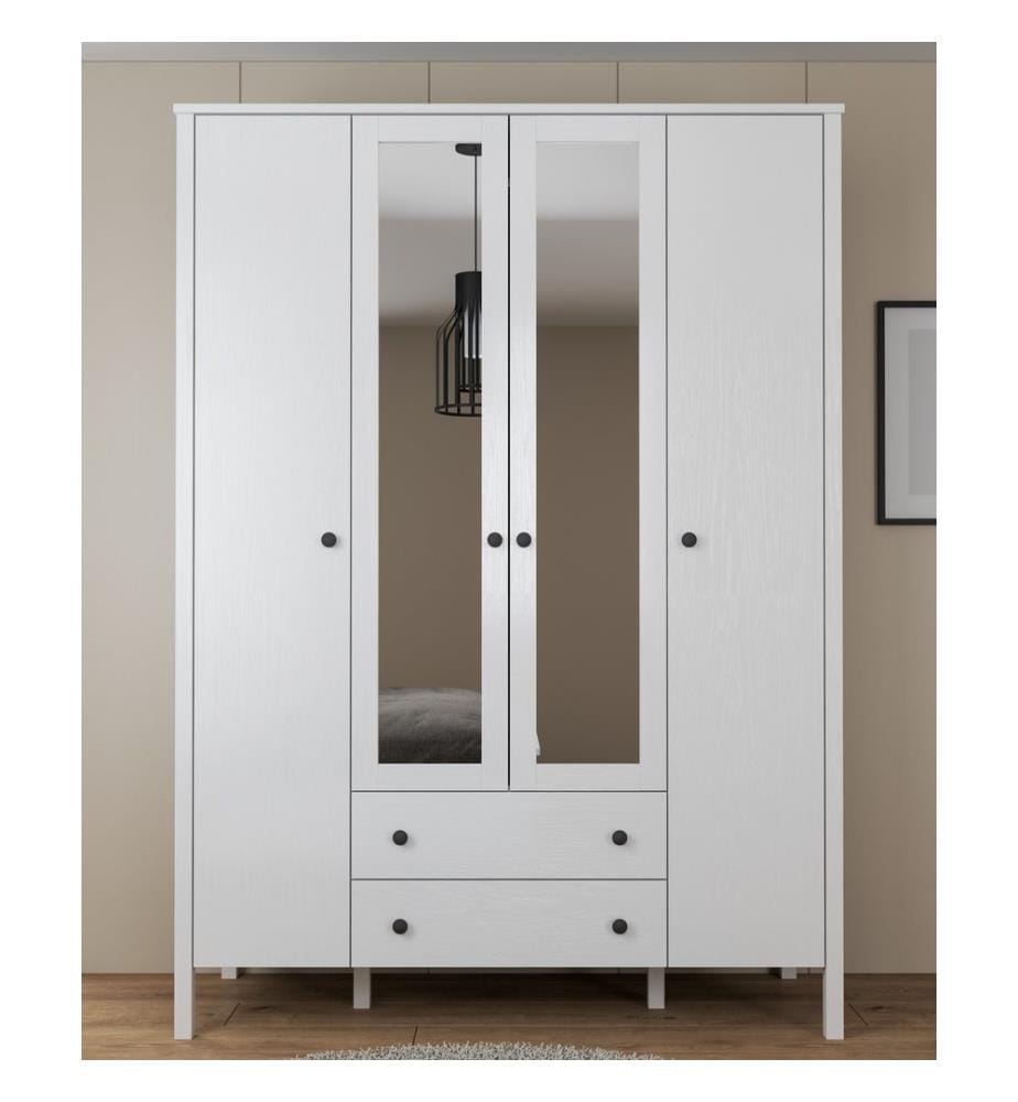 Kleiderschrank, Holz, Weiss, 100 % melaminbeschichtete Spanplatte
