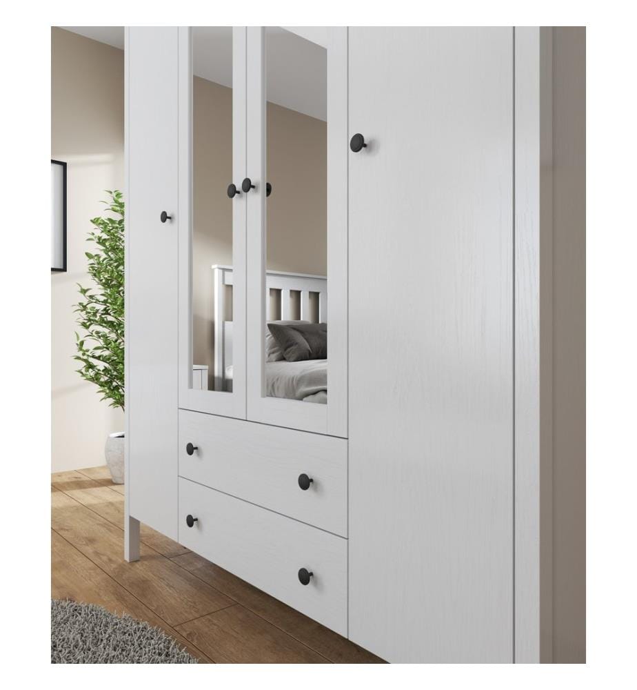 Kleiderschrank, Holz, Weiss, 100 % melaminbeschichtete Spanplatte