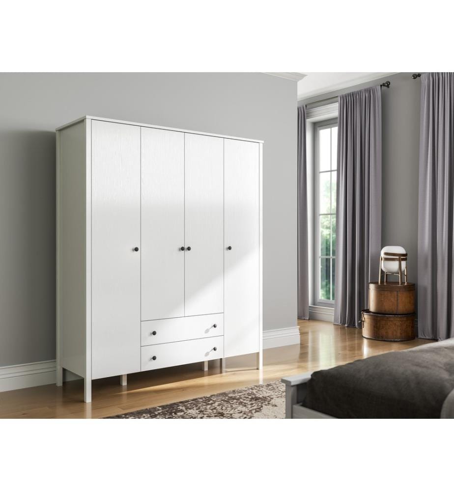 Kleiderschrank, Holz, Weiss, 100 % melaminbeschichtete Spanplatte