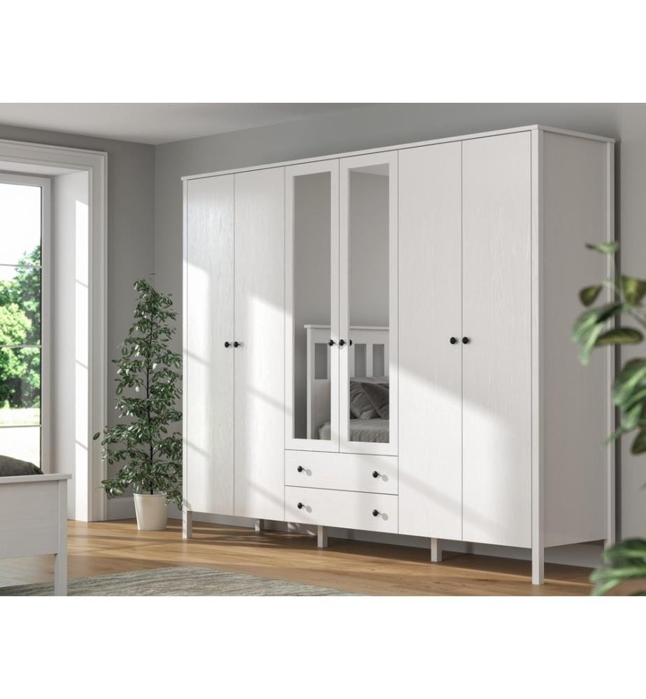 Kleiderschrank, Holz, Weiss, 100 % melaminbeschichtete Spanplatte