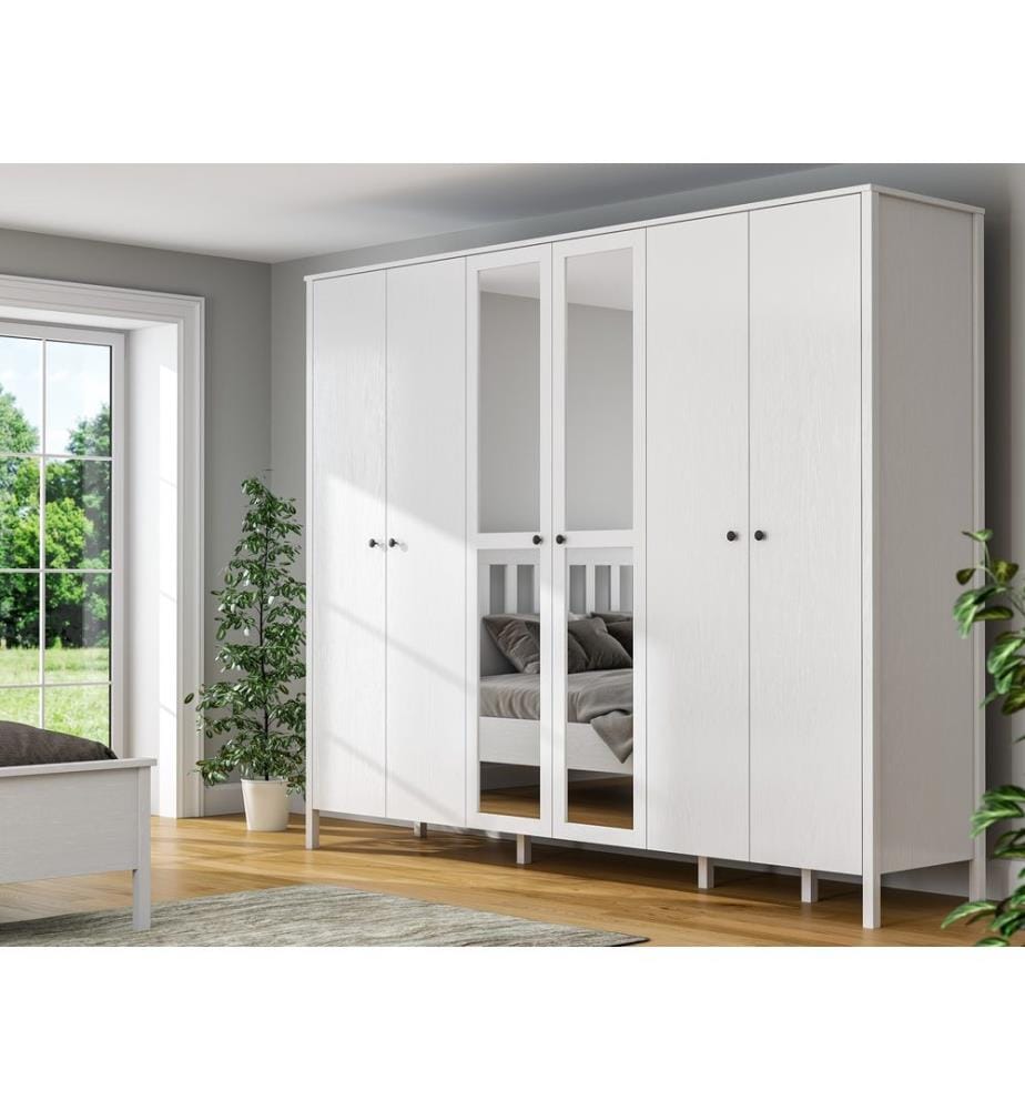 Kleiderschrank, Holz, Weiss, 100 % melaminbeschichtete Spanplatte