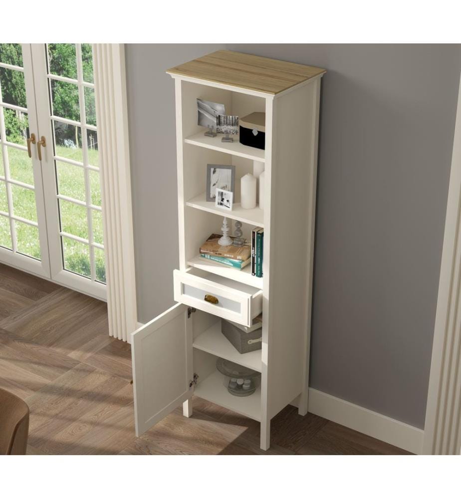 Mehrzweckschrank, Creme, Eiche, Grau, 100 % melaminbeschichtete Spanplatte