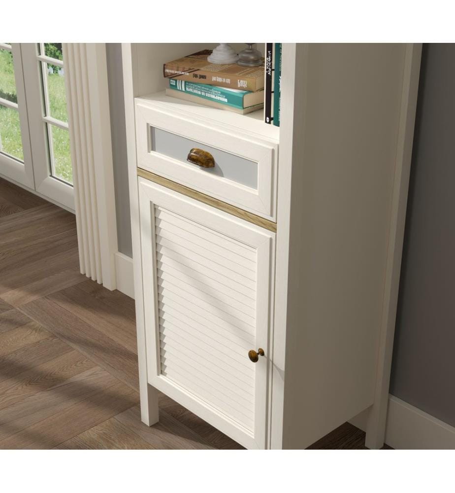 Mehrzweckschrank, Creme, Eiche, Grau, 100 % melaminbeschichtete Spanplatte