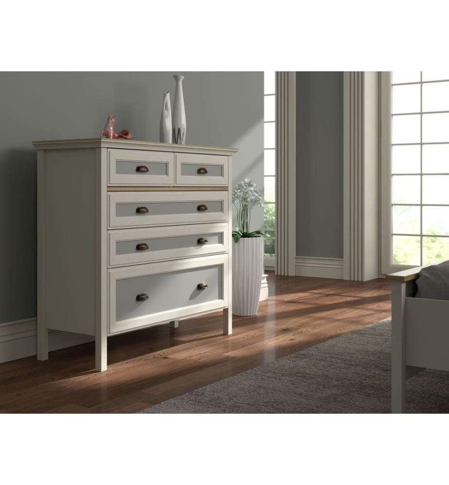 Commode, Crème, Chêne, Gris, 100 % panneau de particules mélaminé