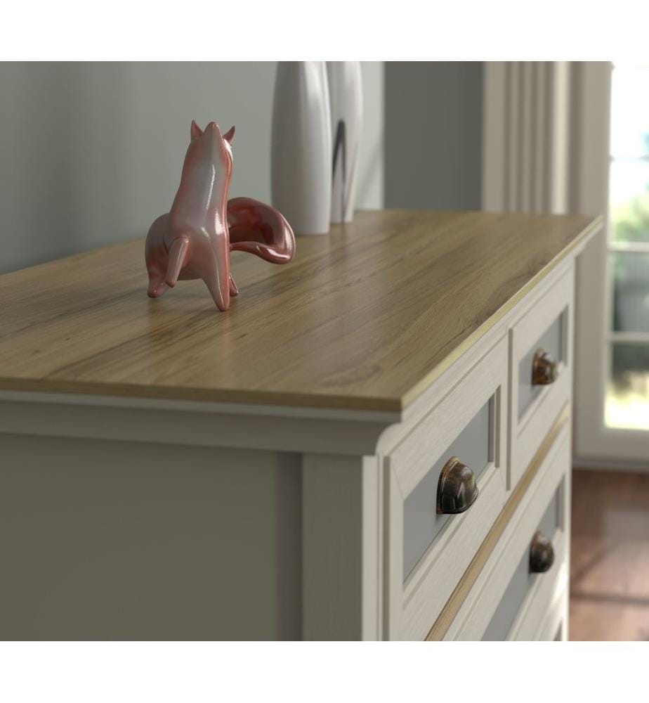 Commode, Crème, Chêne, Gris, 100 % panneau de particules mélaminé
