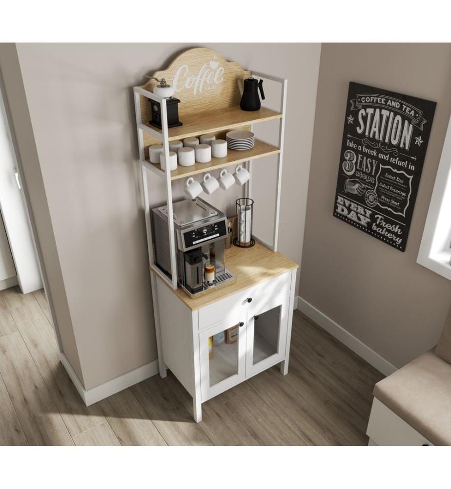 Kaffeebarschrank, Holz, Weiss, 100 % melaminbeschichtete Spanplatte