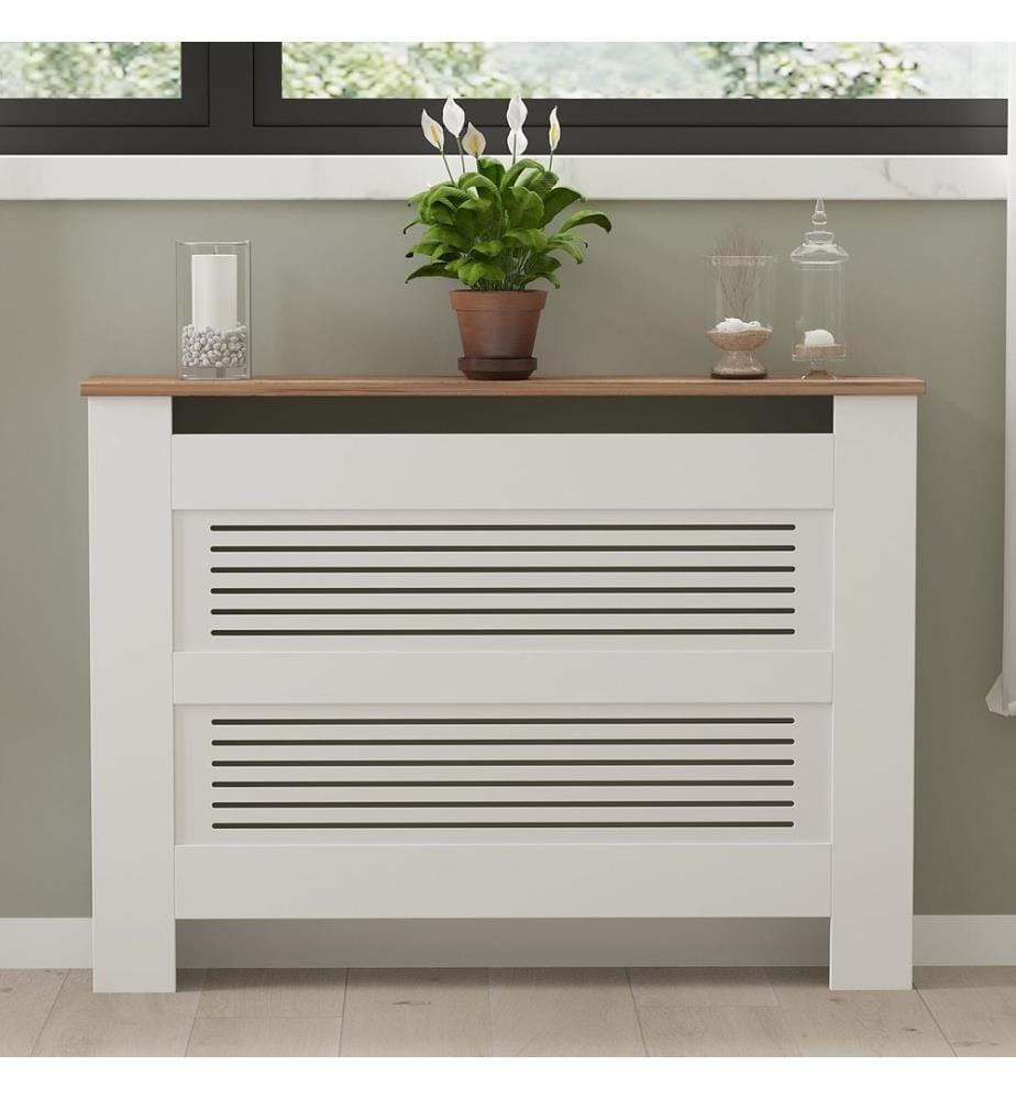 Habillage de radiateur, Pin atlantique, Blanc, 100 % panneau de particules mélaminé