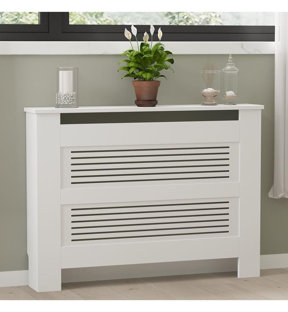 Habillage de radiateur, blanc, 100 % panneau de particules mélaminé
