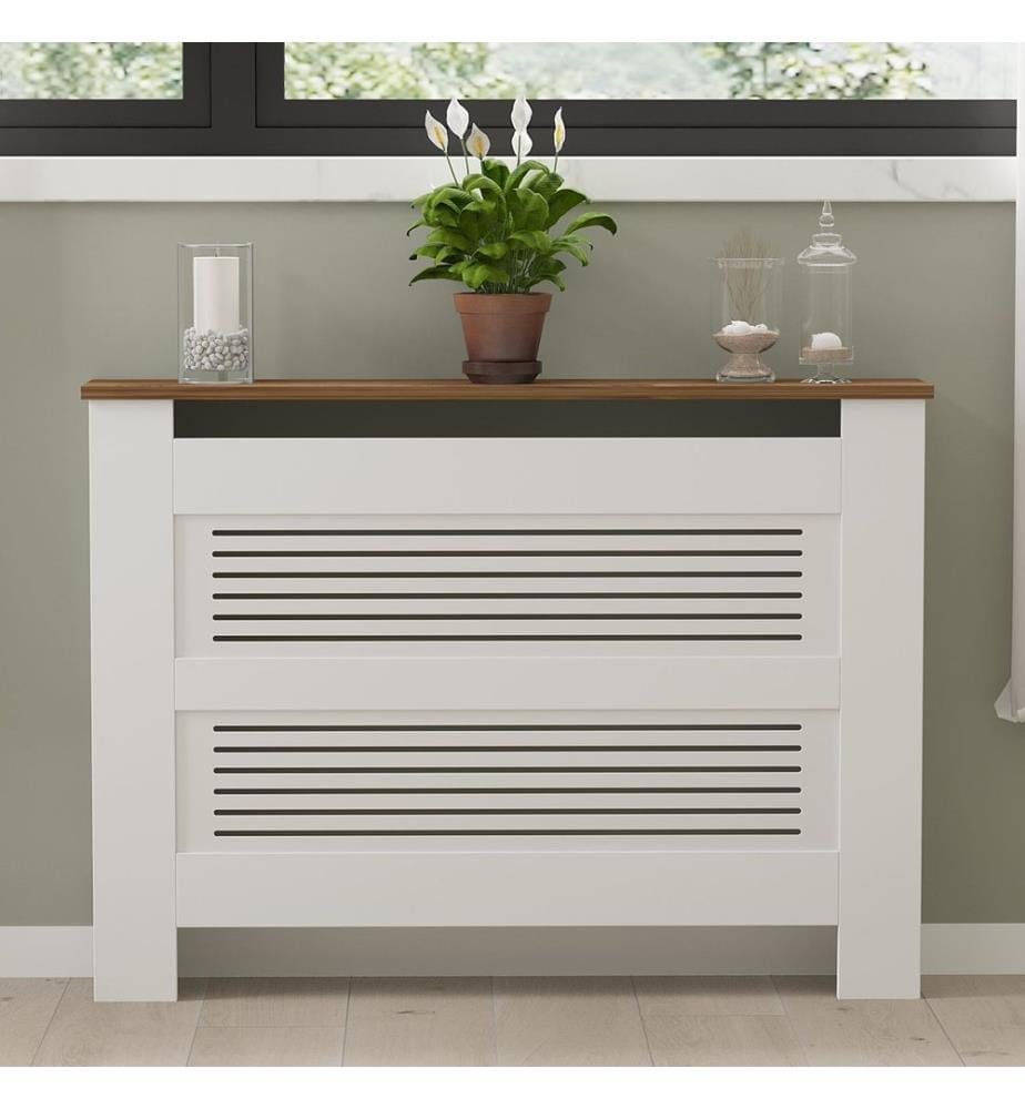 Habillage de radiateur, noyer, blanc, 100 % panneau de particules mélaminé