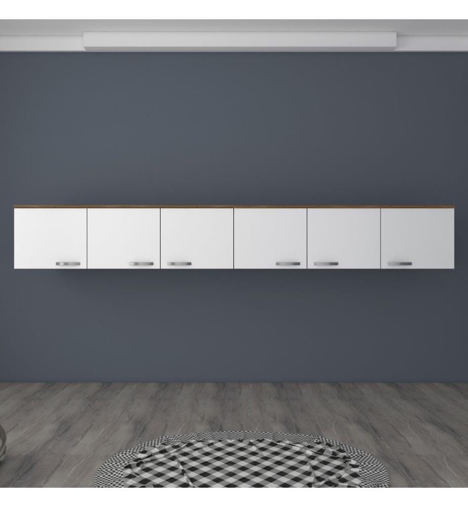 Armoire murale, noyer, blanc, 100 % panneau de particules mélaminé E1 de qualité