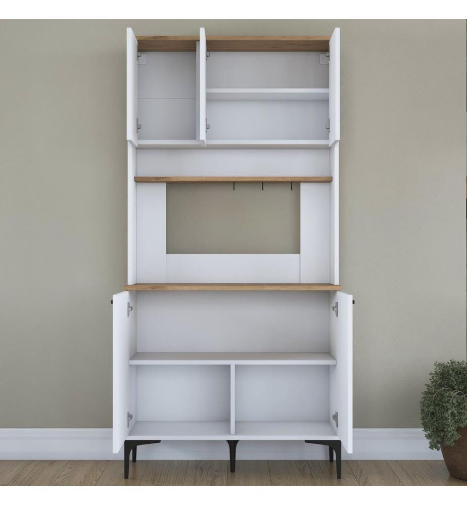Mehrzweckschrank, Walnuss, Weiss, 100 % melaminbeschichtete E1-Qualitätsspanplatte
