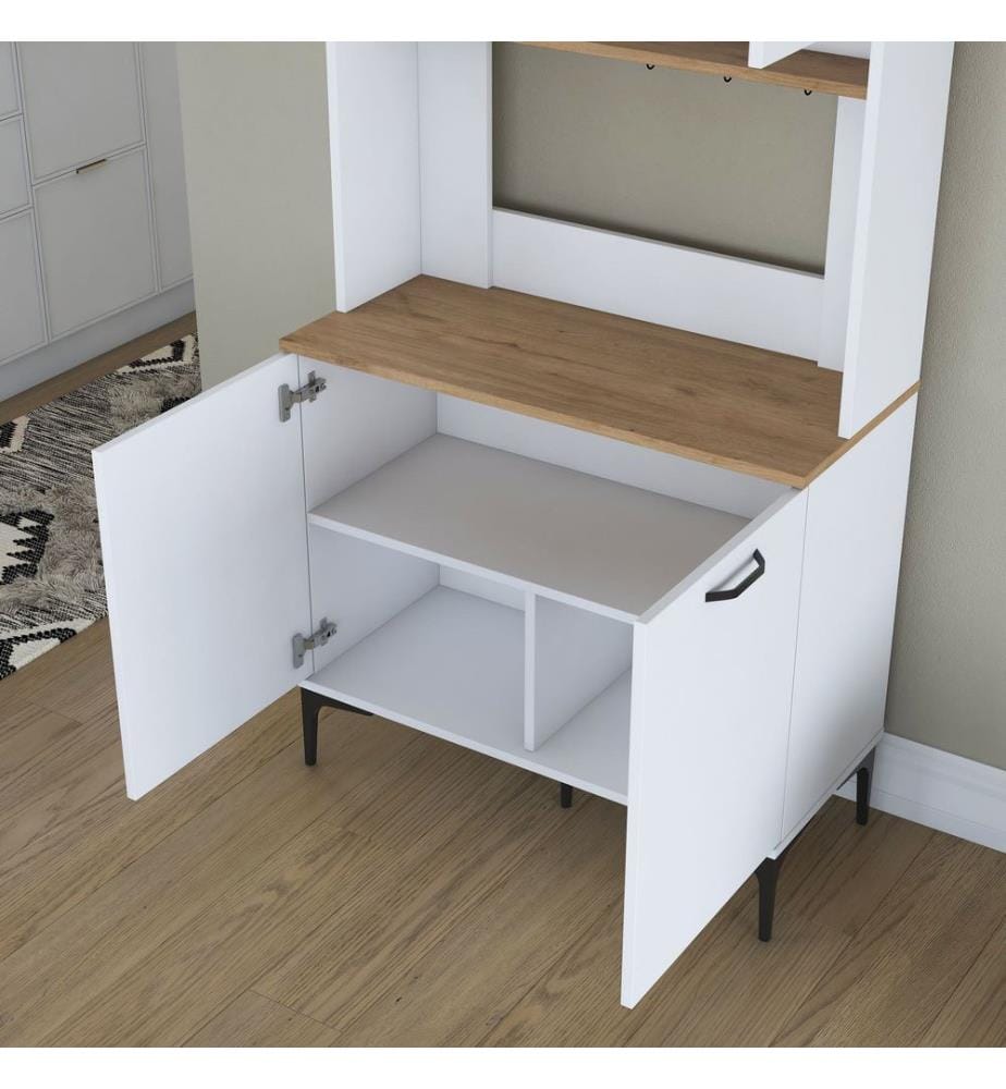 Mehrzweckschrank, Walnuss, Weiss, 100 % melaminbeschichtete E1-Qualitätsspanplatte