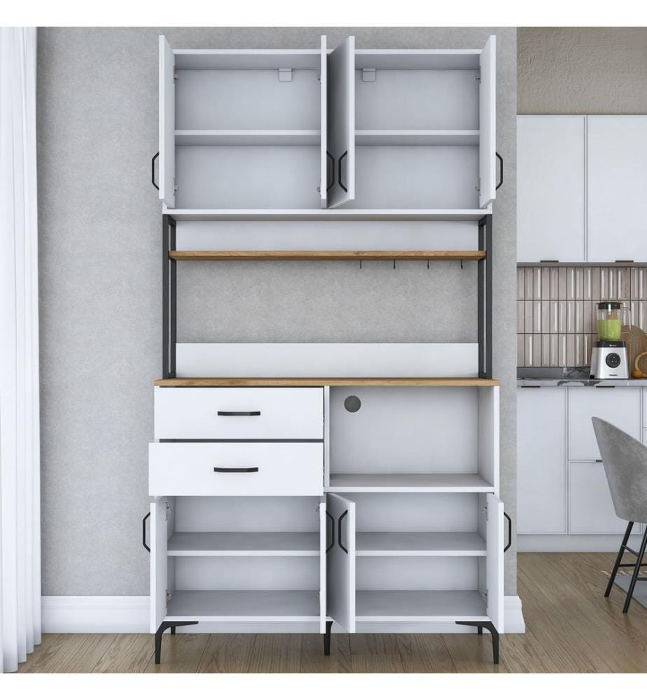Mehrzweckschrank, Walnuss, Weiss, 100 % melaminbeschichtete E1-Qualitätsspanplatte
