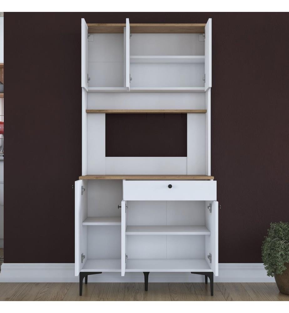 Mehrzweckschrank, Walnuss, Weiss, 100 % melaminbeschichtete E1-Qualitätsspanplatte
