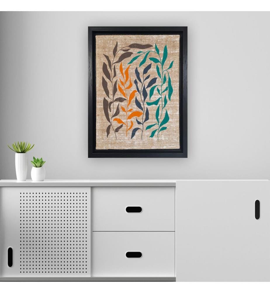 Dekoratives Leinwandbild, mehrfarbig, 100 % JUTE, Rahmen: 100 % HOLZ