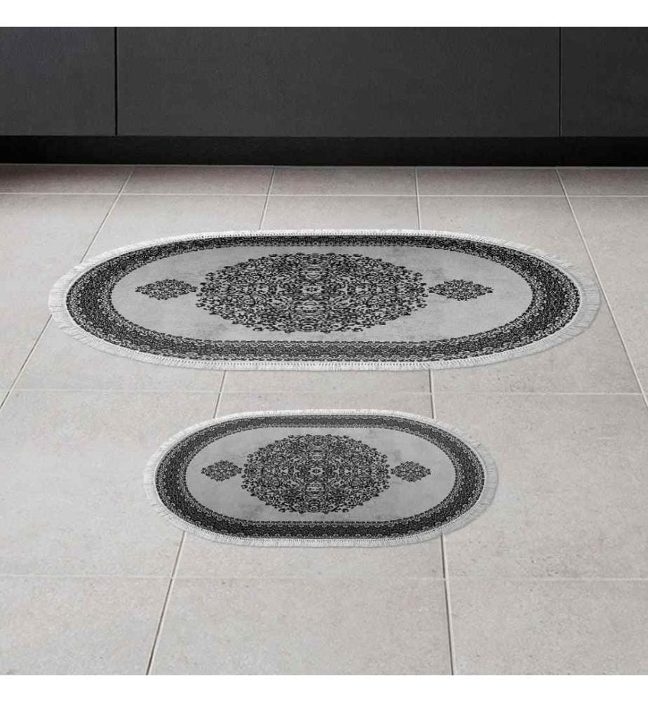 Bathmat Set, 2 Pieces, Grey, Polyester, 850 gr-m²