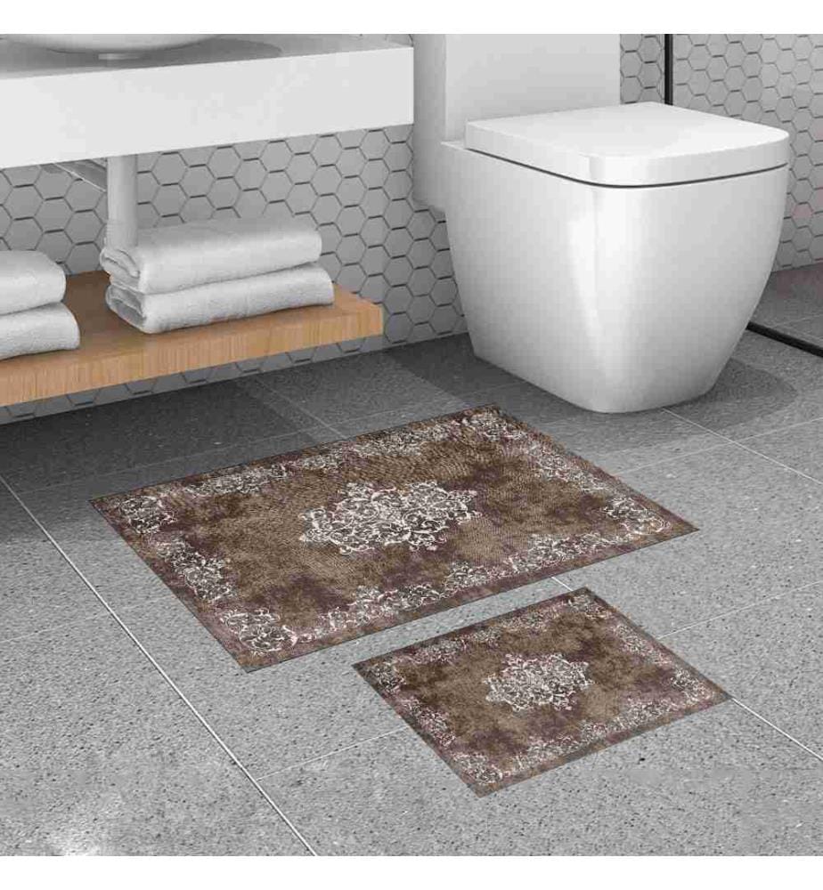 Bathmat Set, 2 Pieces, Brown, Polyester, 850 gr-m²