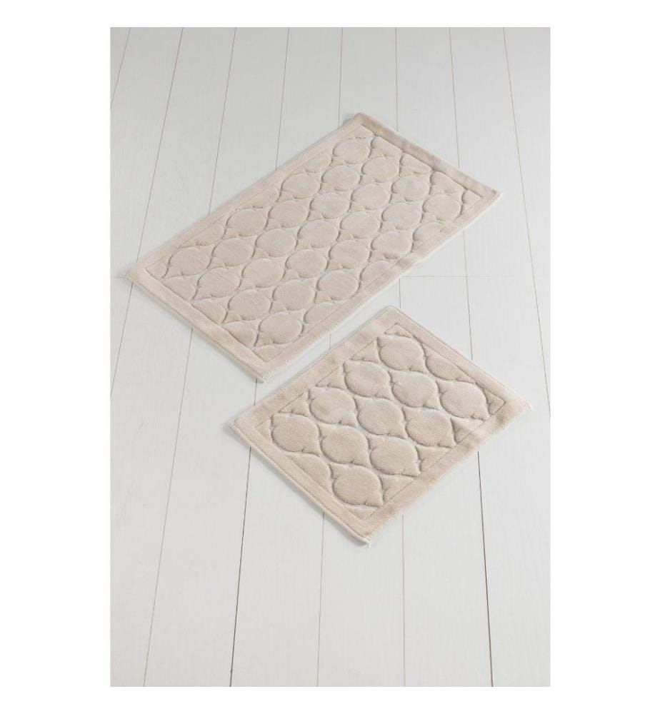 Badematten-Set, 2-teilig, Beige, Baumwolle, 25 mm Florhöhe