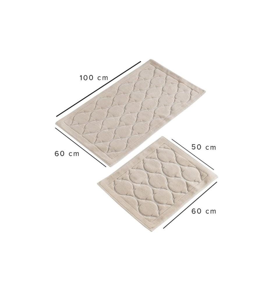 Badematten-Set, 2-teilig, Beige, Baumwolle, 25 mm Florhöhe