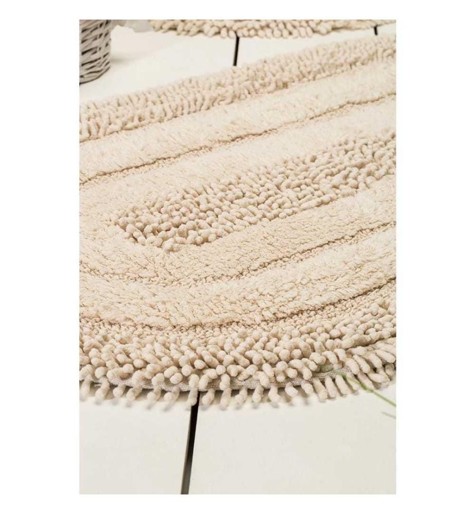 Set de tapis de bain, 2 pièces, écru, coton, antibactérien