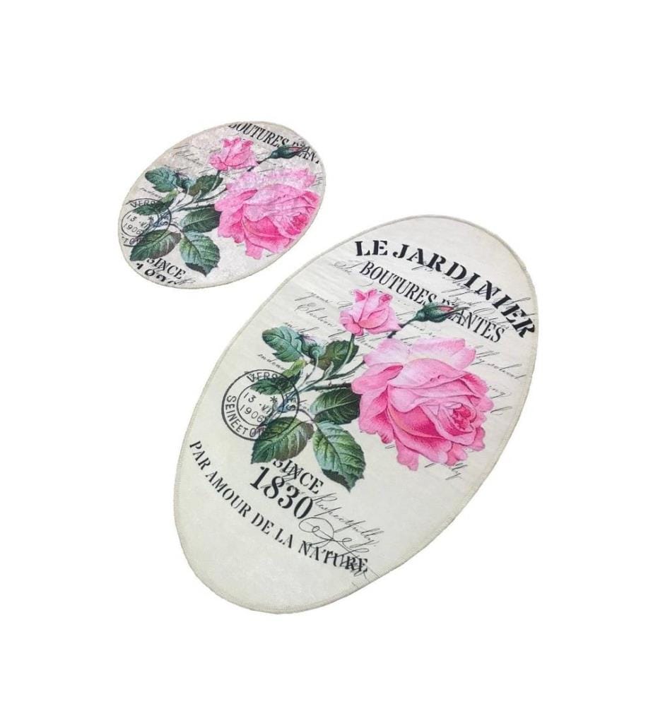 Set di tappetini da bagno, 2 pezzi, Multicolore, Micropoliammide, Antiallergico