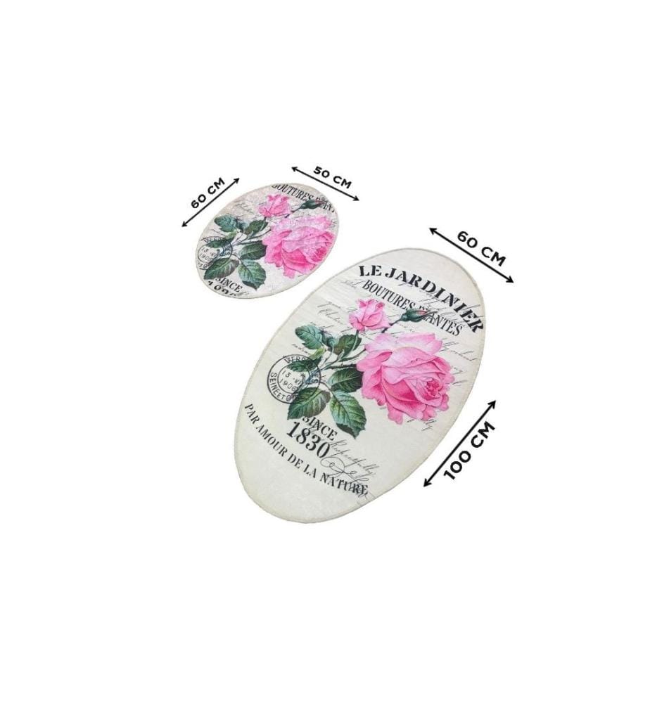 Set di tappetini da bagno, 2 pezzi, Multicolore, Micropoliammide, Antiallergico