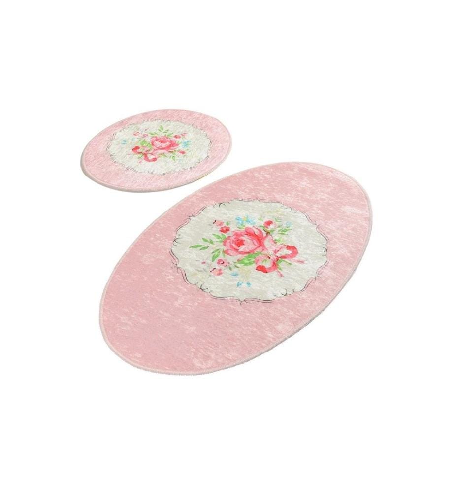 Set di tappetini da bagno, 2 pezzi, Multicolore, Micropoliammide, Antiallergico
