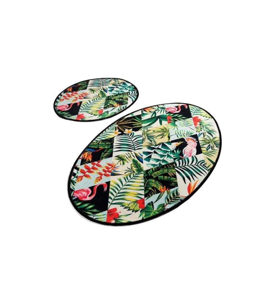 Set de tapis de bain, 2 pièces, Multicolore, Micro Polyamide, Antiallergique