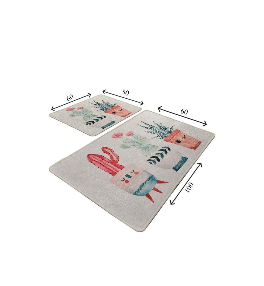 Bathmat Set, 2 Pieces, Multicolor, Velvet Fabric, 10 mm Pile Height