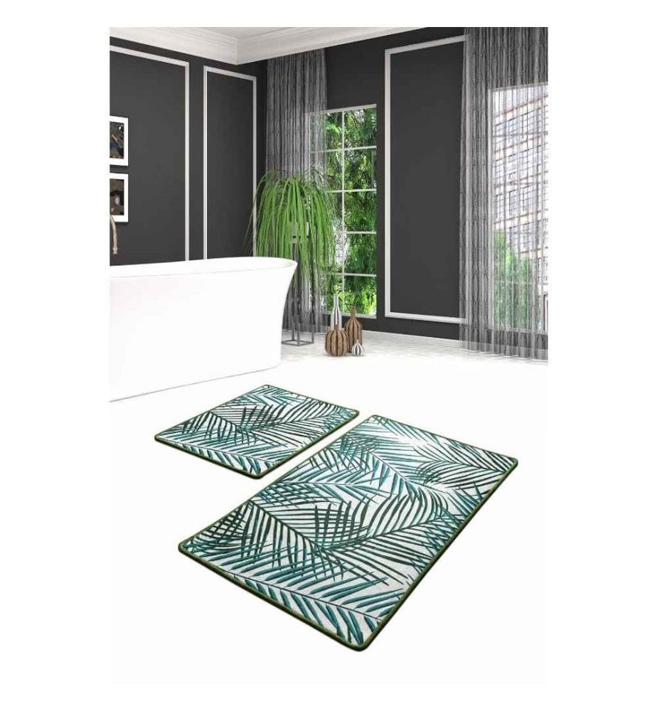 Bathmat Set, 2 Pieces, Multicolor, Velvet Fabric, 10 mm Pile Height