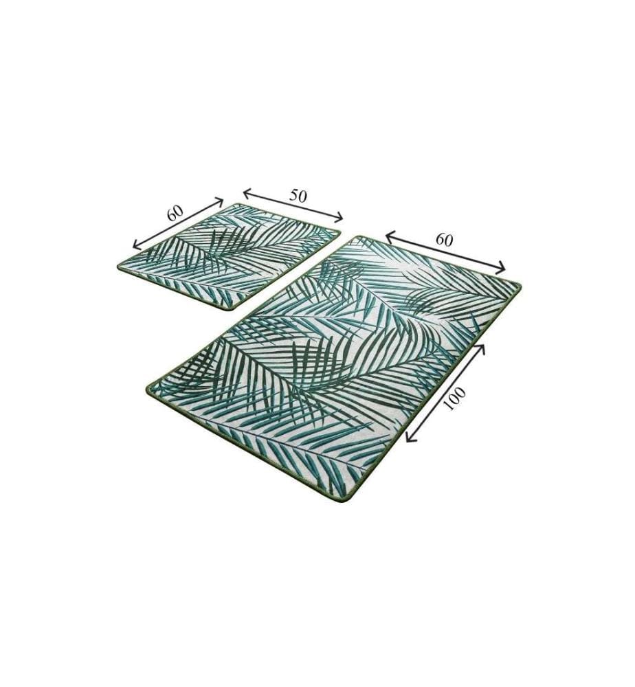 Bathmat Set, 2 Pieces, Multicolor, Velvet Fabric, 10 mm Pile Height