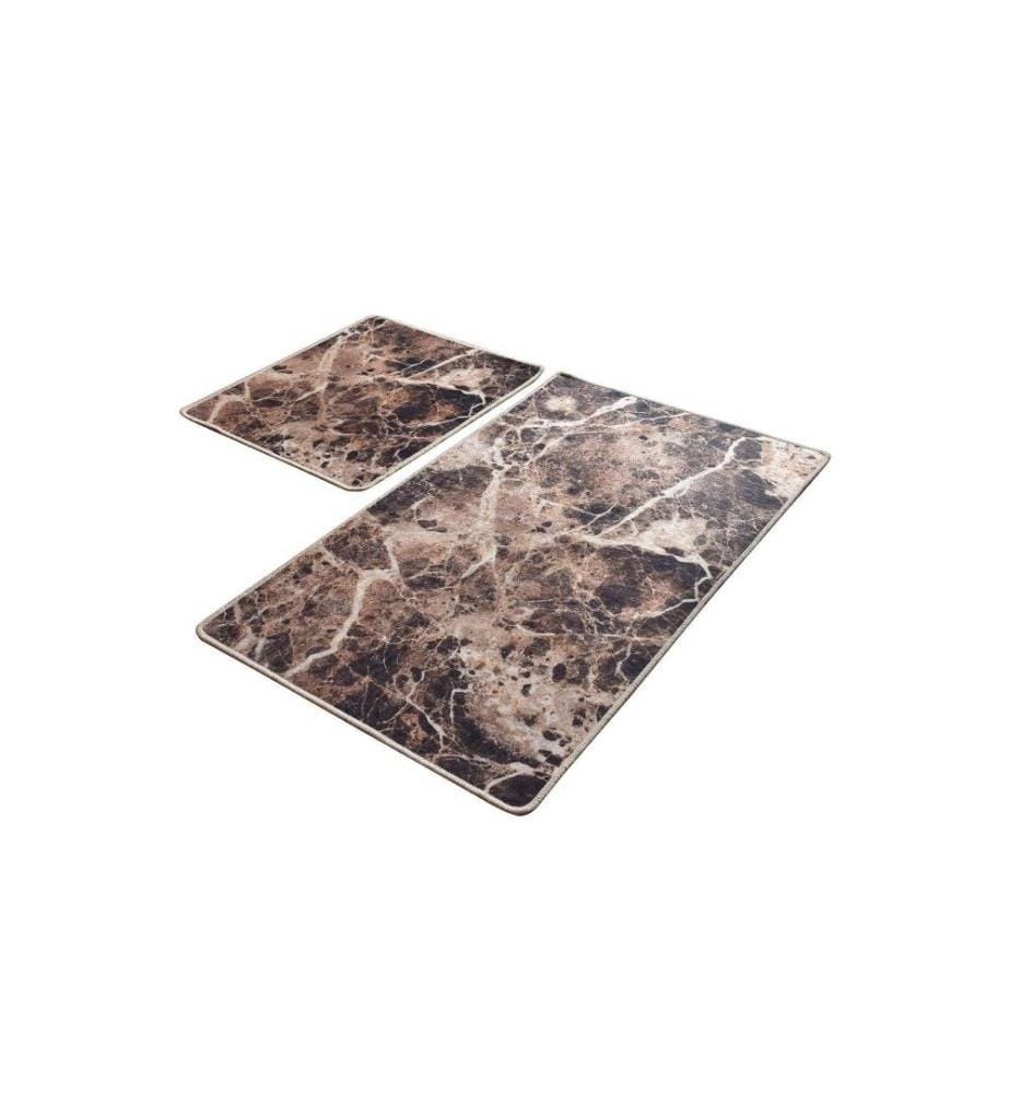 Bathmat Set, 2 Pieces, Multicolor, Velvet Fabric, 10 mm Pile Height