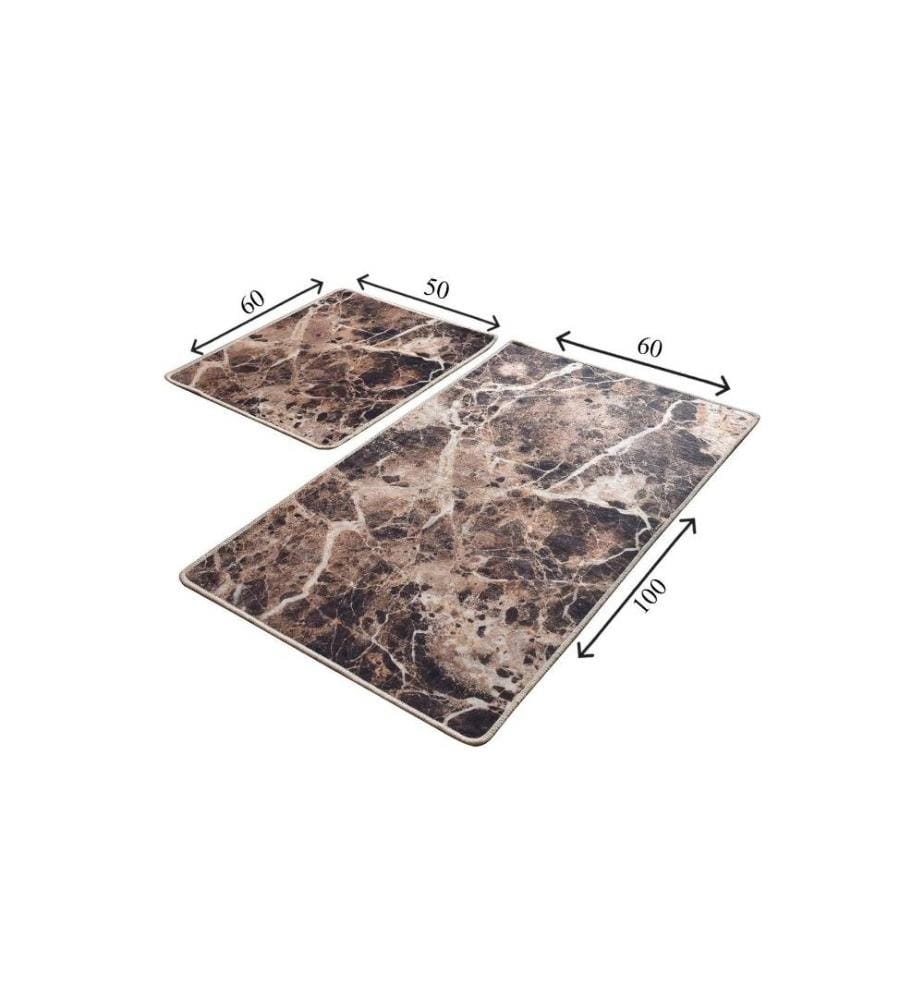 Bathmat Set, 2 Pieces, Multicolor, Velvet Fabric, 10 mm Pile Height